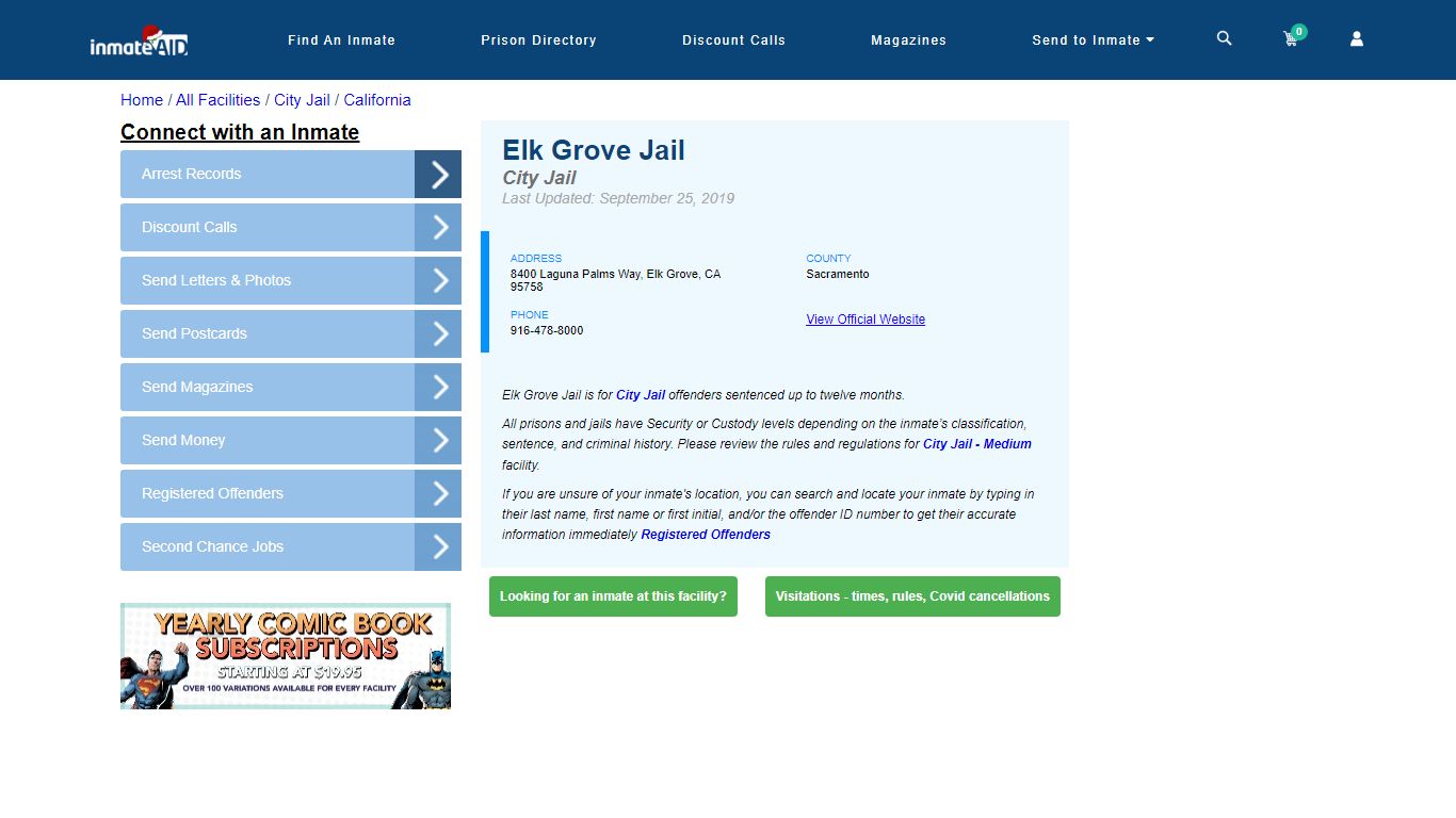 Elk Grove Jail | Inmate Locator
