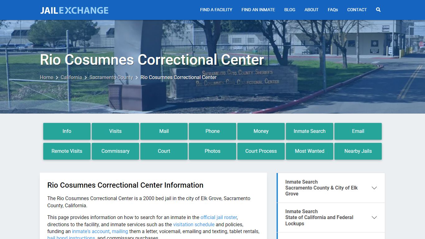 Rio Cosumnes Correctional Center, CA Inmate Search, Information